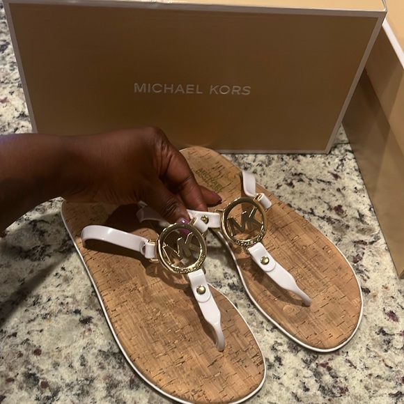 Michael Kors Gold and White Sandals - Picture 1 of 3
